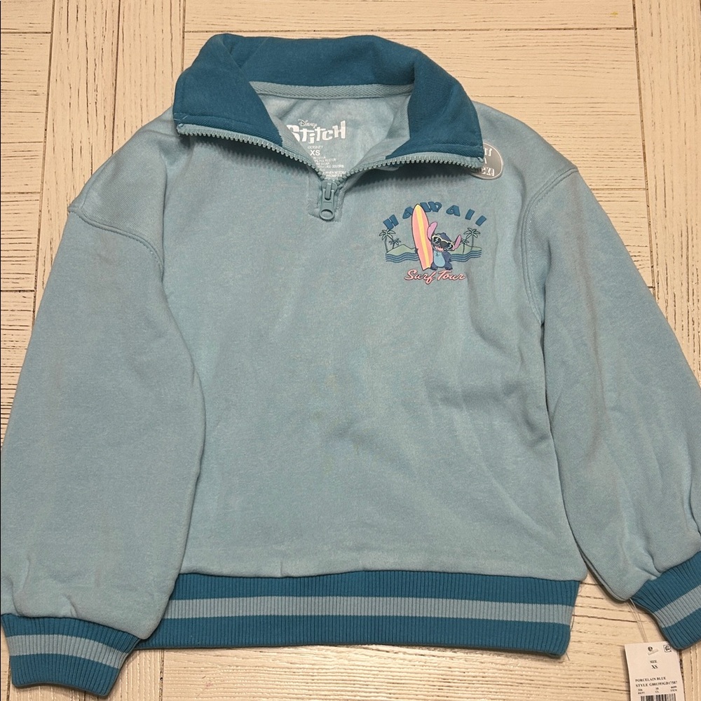 NWT Disney Stitch Blue Pullover Jacket size XS 4/5